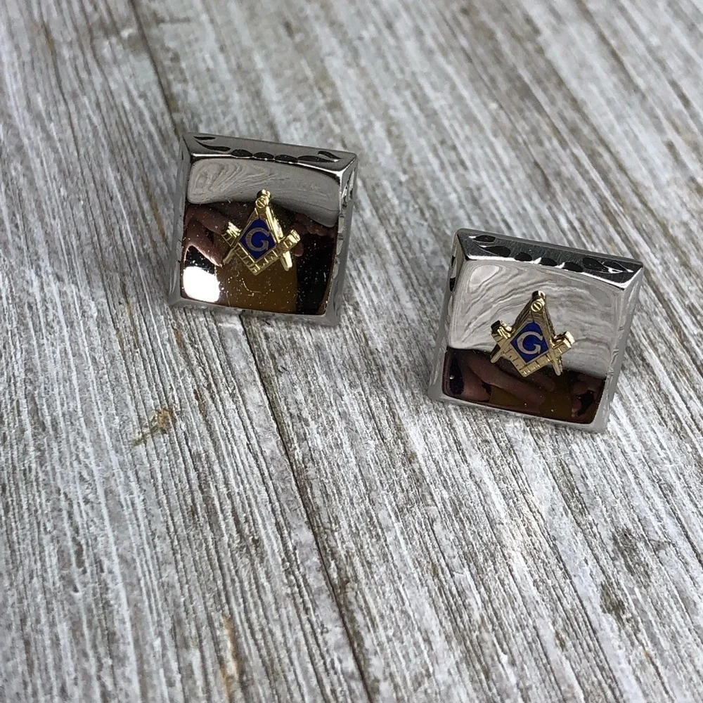 Vintage Anson Sterling Silver Freemason Cuff Links